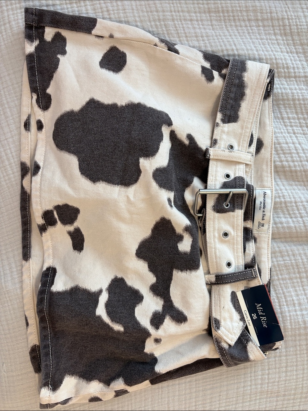 Abercrombie & Fitch Cow-Print Mini Skort in Black & White